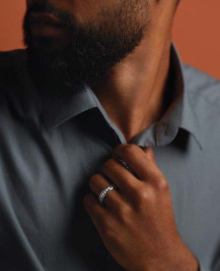 Men's Wedding Band, Diamond Band, Men's Band, Wedding Band, Holiday Gifts, Lifestyle, 5-Stone Ring