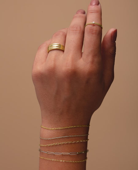Precious Metal, Stackable, Diamond Ring, Solitaire, Bracelets, Lifestyle, Rope, Dome Ring, Bezel-Set, Chain, Figaro, Elongated Link, Cable Bracelet, Concave Ring