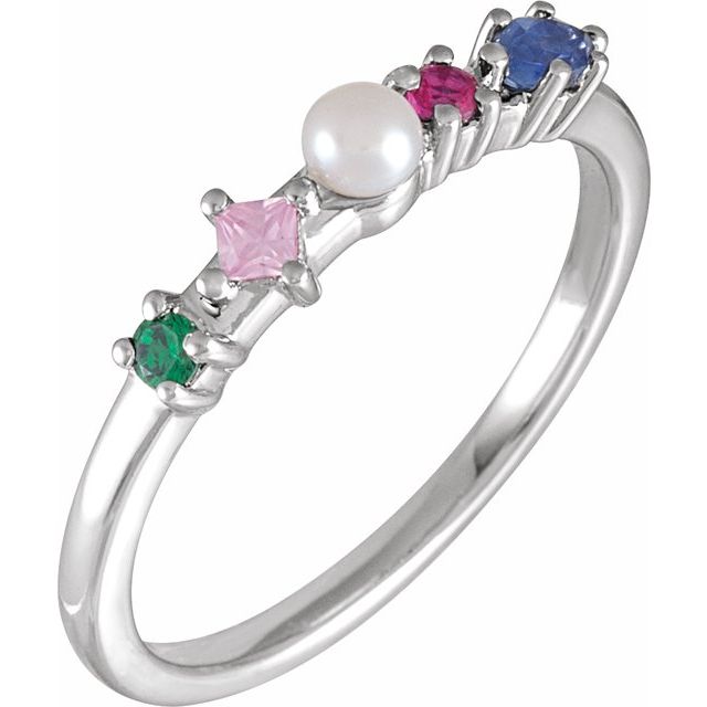 Freshwater Pearl & Natural Multi-Gemstone Ring