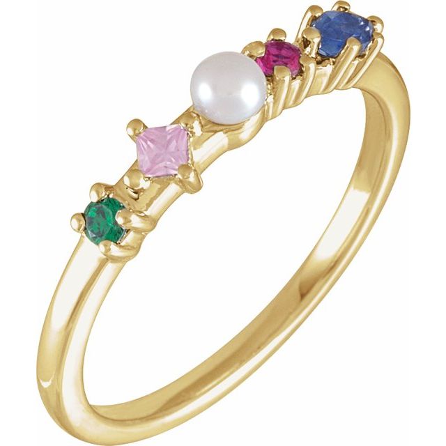Freshwater Pearl & Natural Multi-Gemstone Ring