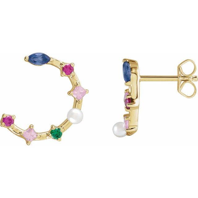 Freshwater Pearl & Natural Multi-Gemstone Earrings