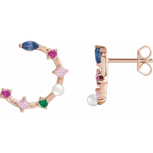 Freshwater Pearl & Natural Multi-Gemstone Earrings
