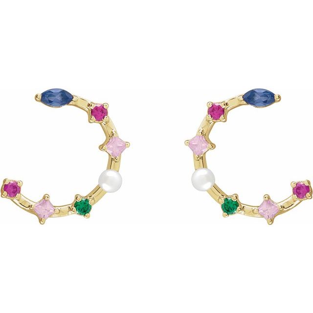 Freshwater Pearl & Natural Multi-Gemstone Earrings