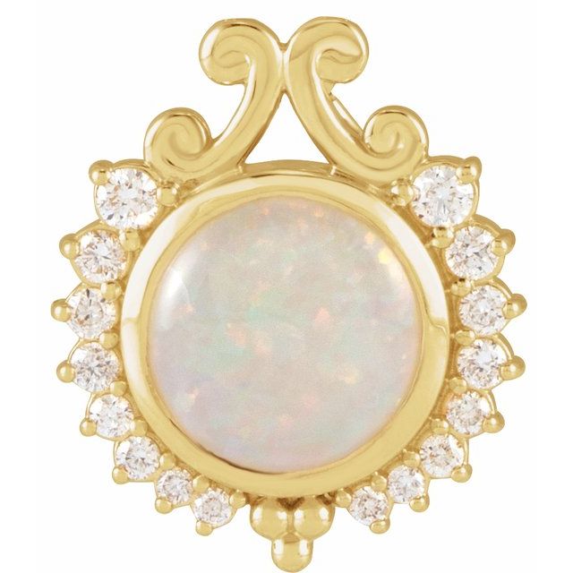 Opal and Natural Diamond Accented Necklace