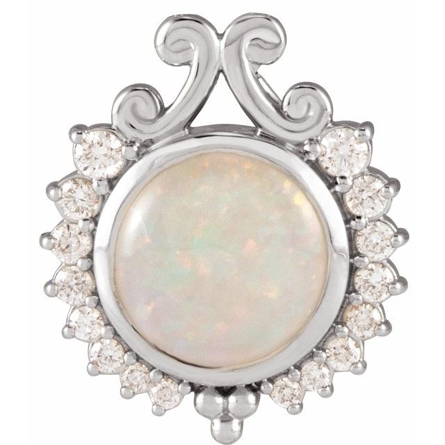 Opal and Natural Diamond Accented Necklace