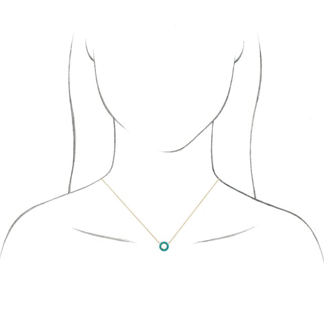 Natural Turquoise Circle Cabochon 18 In Necklace