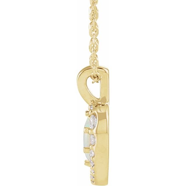 White Opal and Diamond Pendant Necklace