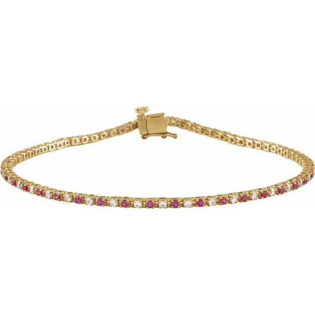 Gemstone and Diamond Line Bracelet