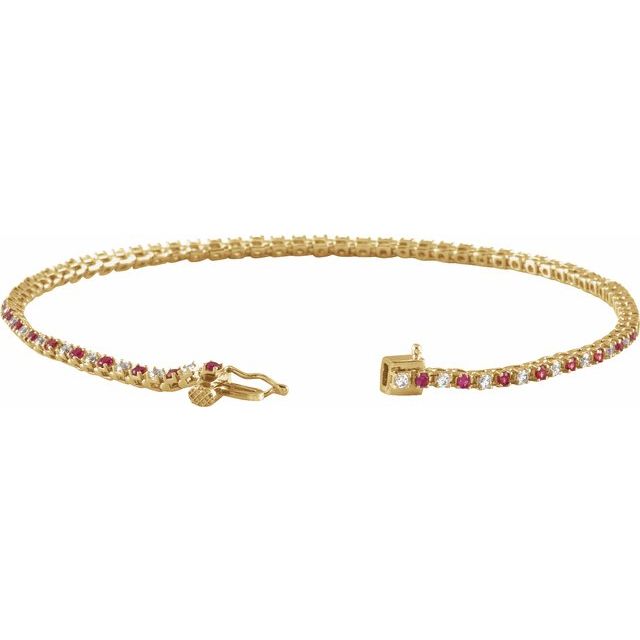 Gemstone and Diamond Line Bracelet