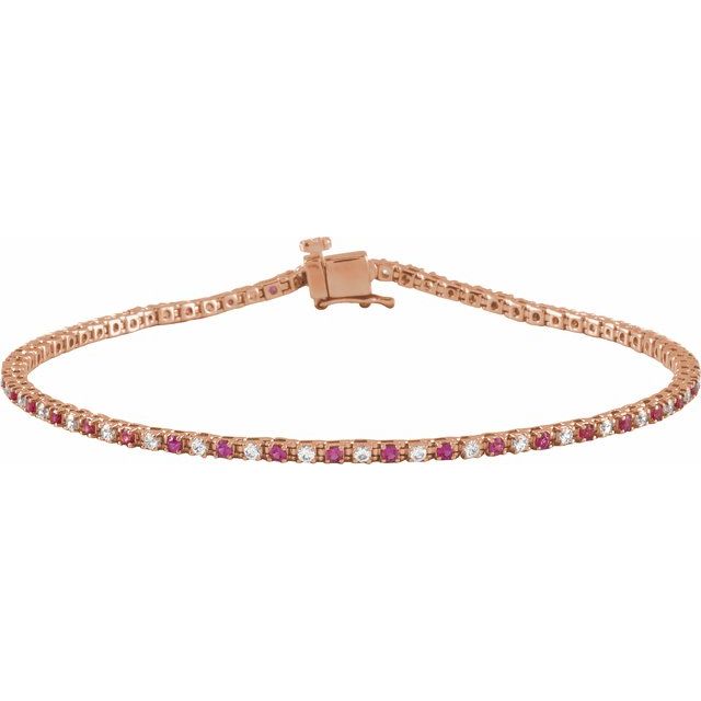 Gemstone and Diamond Line Bracelet