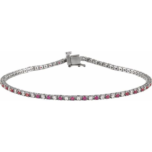 Gemstone and Diamond Line Bracelet