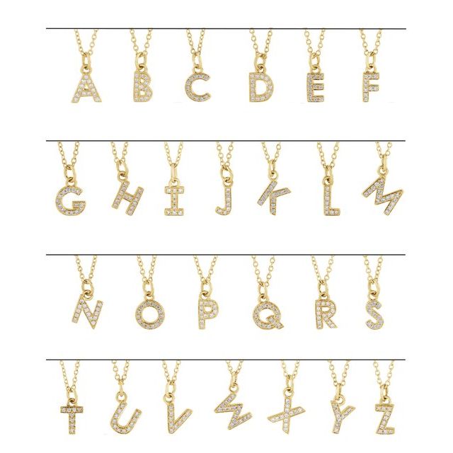 Diamond Petite Initial Necklace A-F