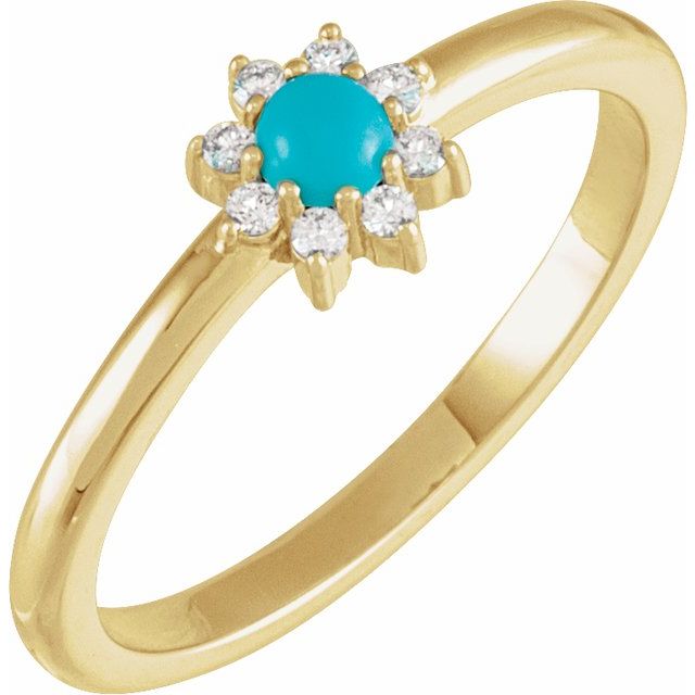 Gemstone and .07 CTW Natural Diamond Accented Halo-Style Ring