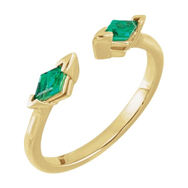 Emerald Kite 2-Stone Open Shank Ring