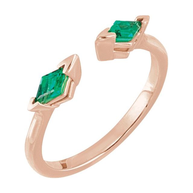 Emerald Kite 2-Stone Open Shank Ring