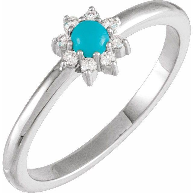 Gemstone and .07 CTW Natural Diamond Accented Halo-Style Ring