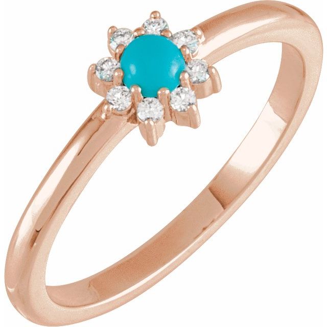Gemstone and .07 CTW Natural Diamond Accented Halo-Style Ring