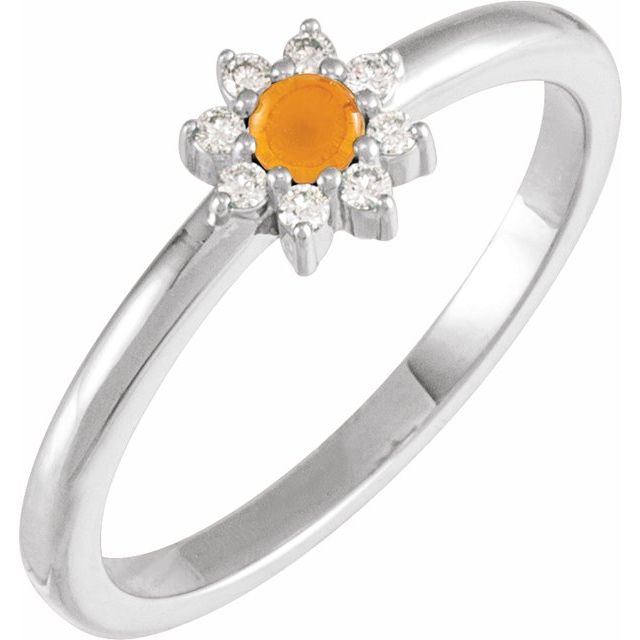 Gemstone and .07 CTW Natural Diamond Accented Halo-Style Ring