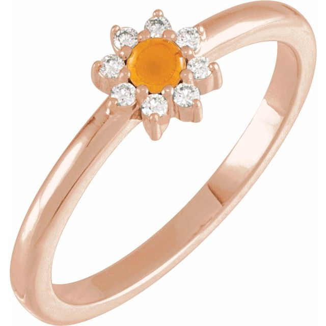 Gemstone and .07 CTW Natural Diamond Accented Halo-Style Ring