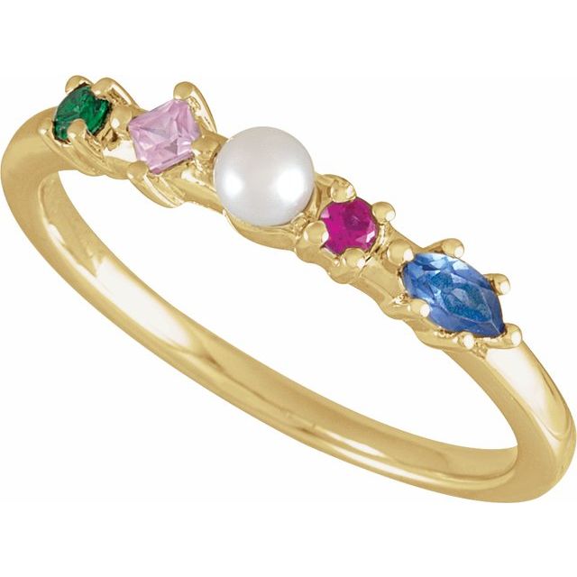 Freshwater Pearl & Natural Multi-Gemstone Ring