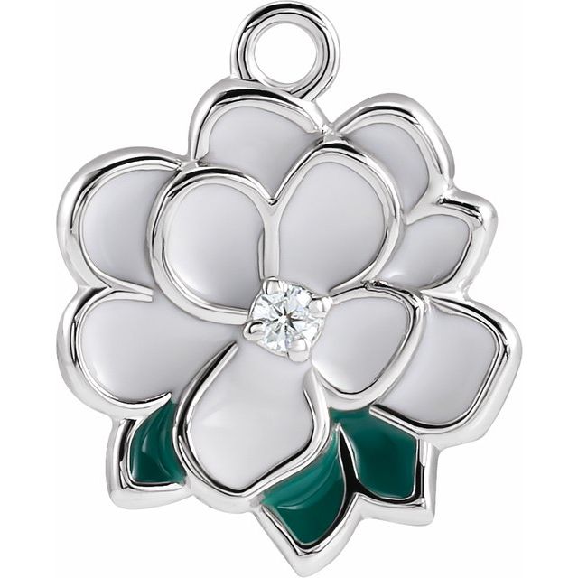 Enamel Diamond Magnolia Dangle Charm