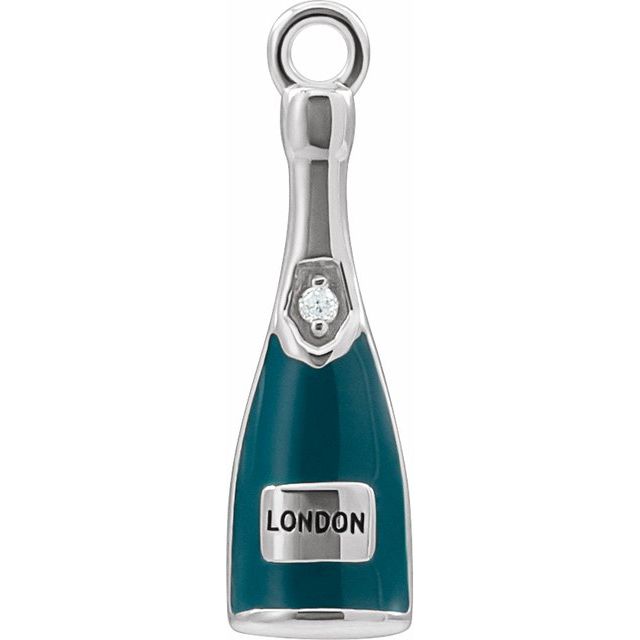 Enamel Diamond Champagne Dangle Charm