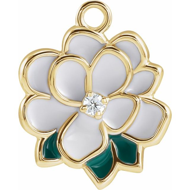 Enamel Diamond Magnolia Dangle Charm