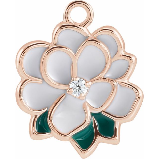 Enamel Diamond Magnolia Dangle Charm
