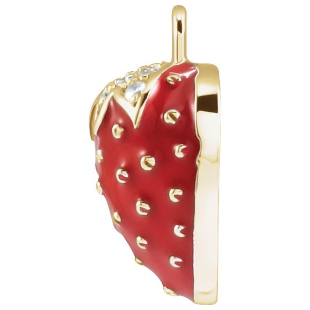 Enamel Diamond Strawberry Dangle Charm