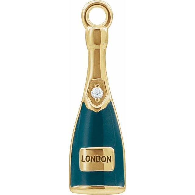 Enamel Diamond Champagne Dangle Charm