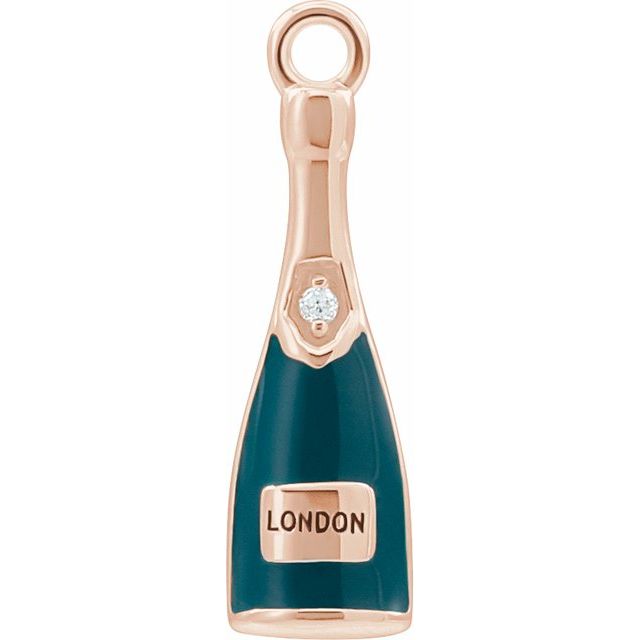 Enamel Diamond Champagne Dangle Charm