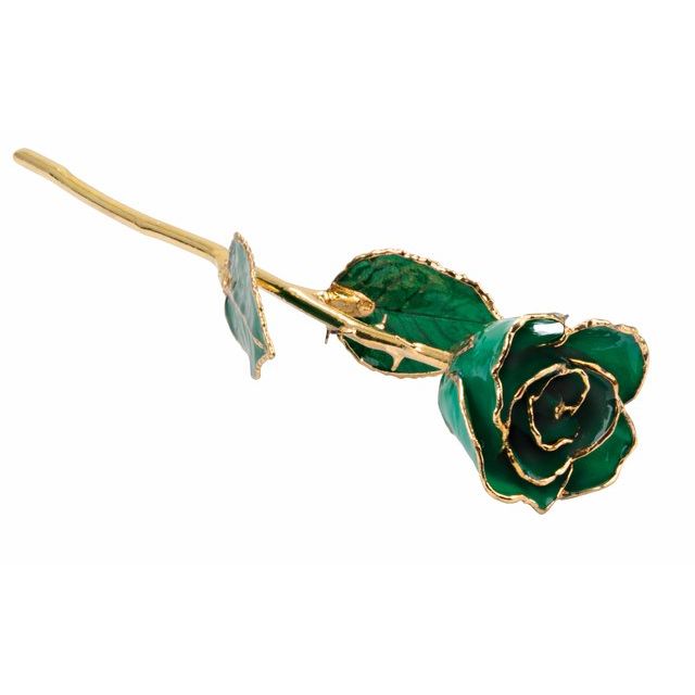 Emerald Colored Rose with Gold Trim
