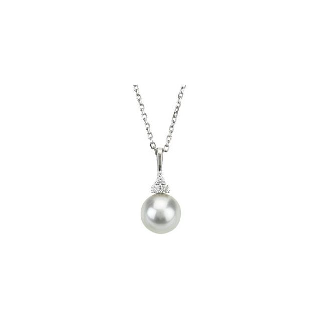 Freshwater Pearl and Accented Diamond Necklace