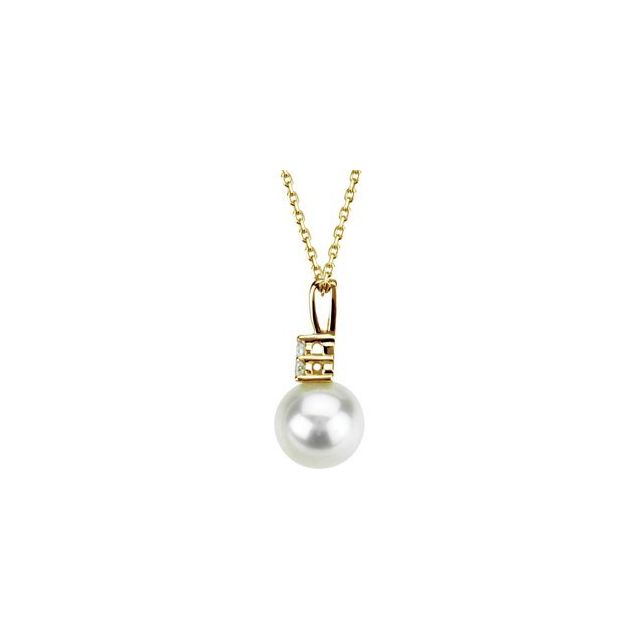 Freshwater Pearl and Accented Diamond Necklace