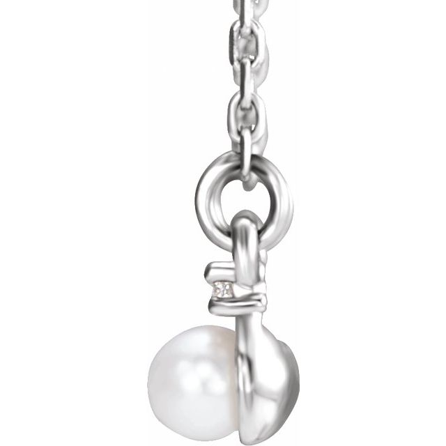 Freshwater Pearl and Diamond Bar Necklace