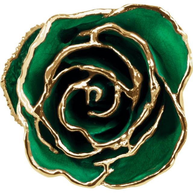 Emerald Colored Rose with Gold Trim