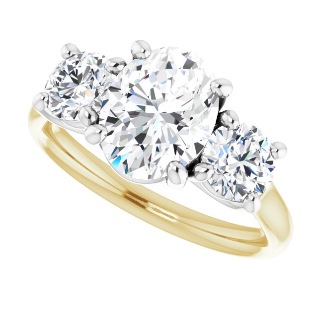 9x7 mm Oval Moissanite Engagement Ring 3-Stone