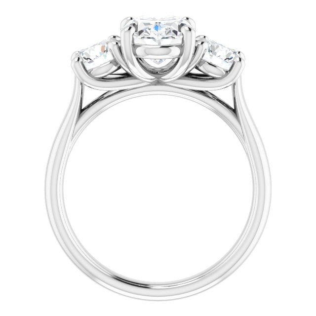 9x7 mm Oval Moissanite Engagement Ring 3-Stone