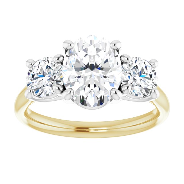 9x7 mm Oval Moissanite Engagement Ring 3-Stone