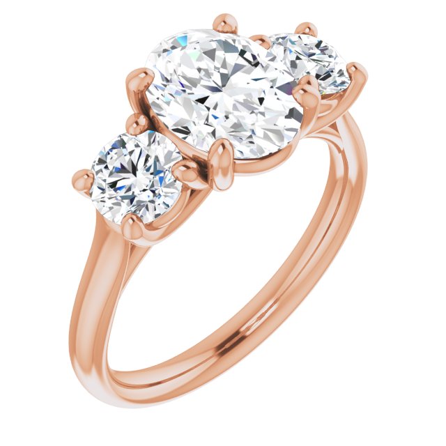 9x7 mm Oval Moissanite Engagement Ring 3-Stone