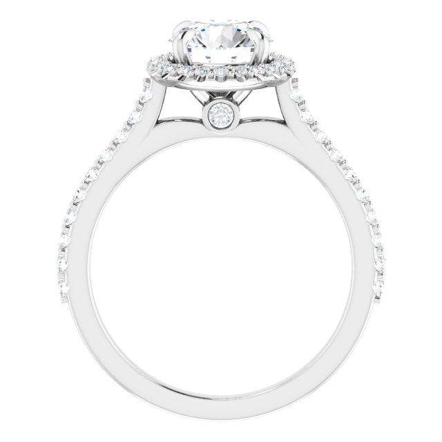 7 mm Round Lab-Grown Diamond Halo Engagement Ring