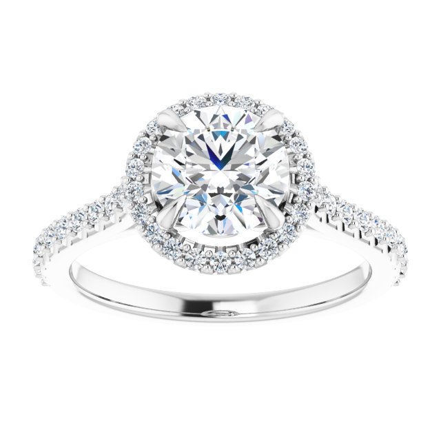 7 mm Round Lab-Grown Diamond Halo Engagement Ring