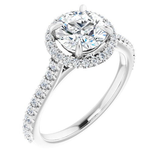 7 mm Round Lab-Grown Diamond Halo Engagement Ring