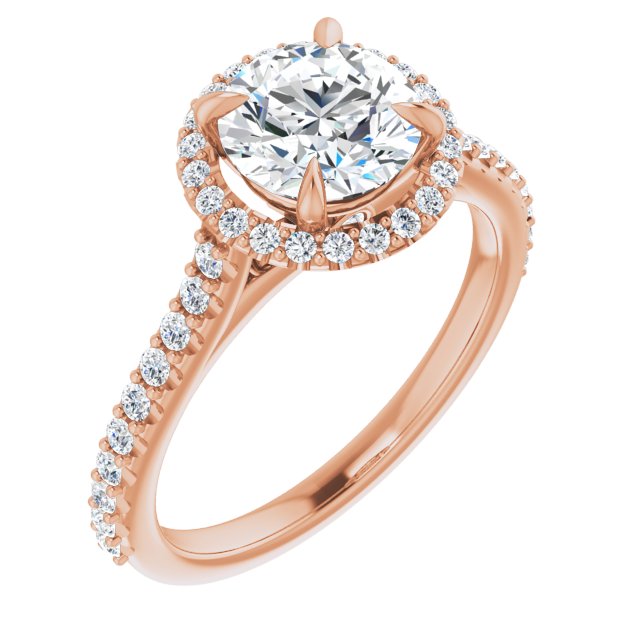7 mm Round Lab-Grown Diamond Halo Engagement Ring