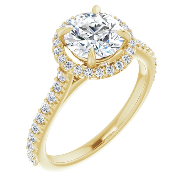 7 mm Round Lab-Grown Diamond Halo Engagement Ring