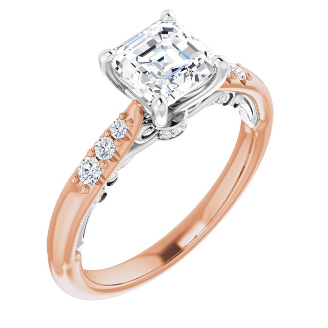 Asscher Accented Engagement Ring