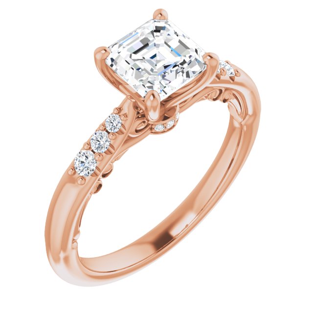 Asscher Accented Engagement Ring