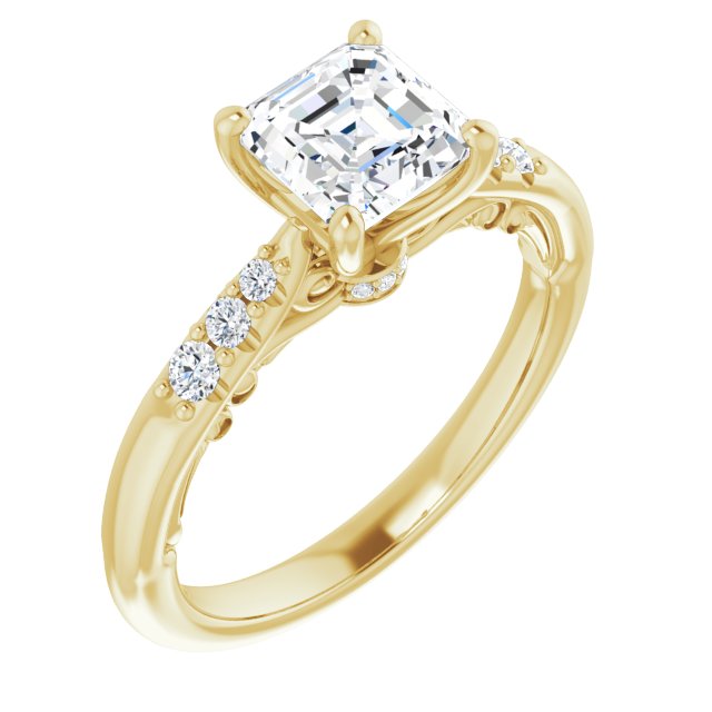 Asscher Accented Engagement Ring