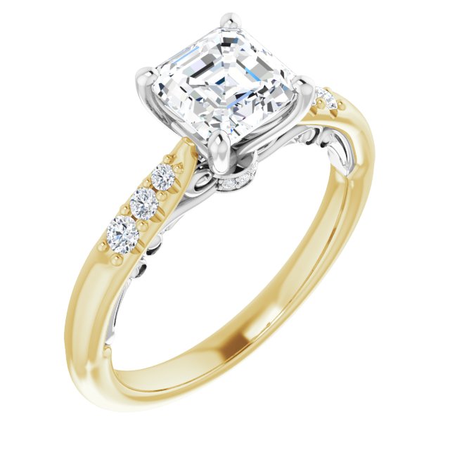 Asscher Accented Engagement Ring