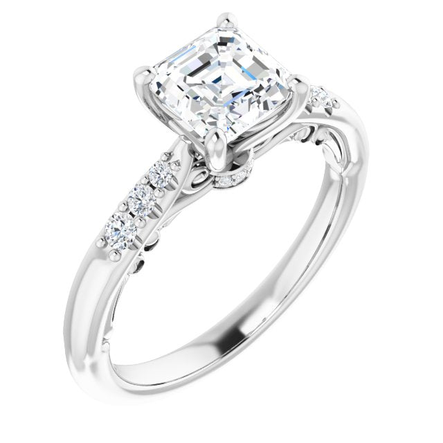 Asscher Accented Engagement Ring